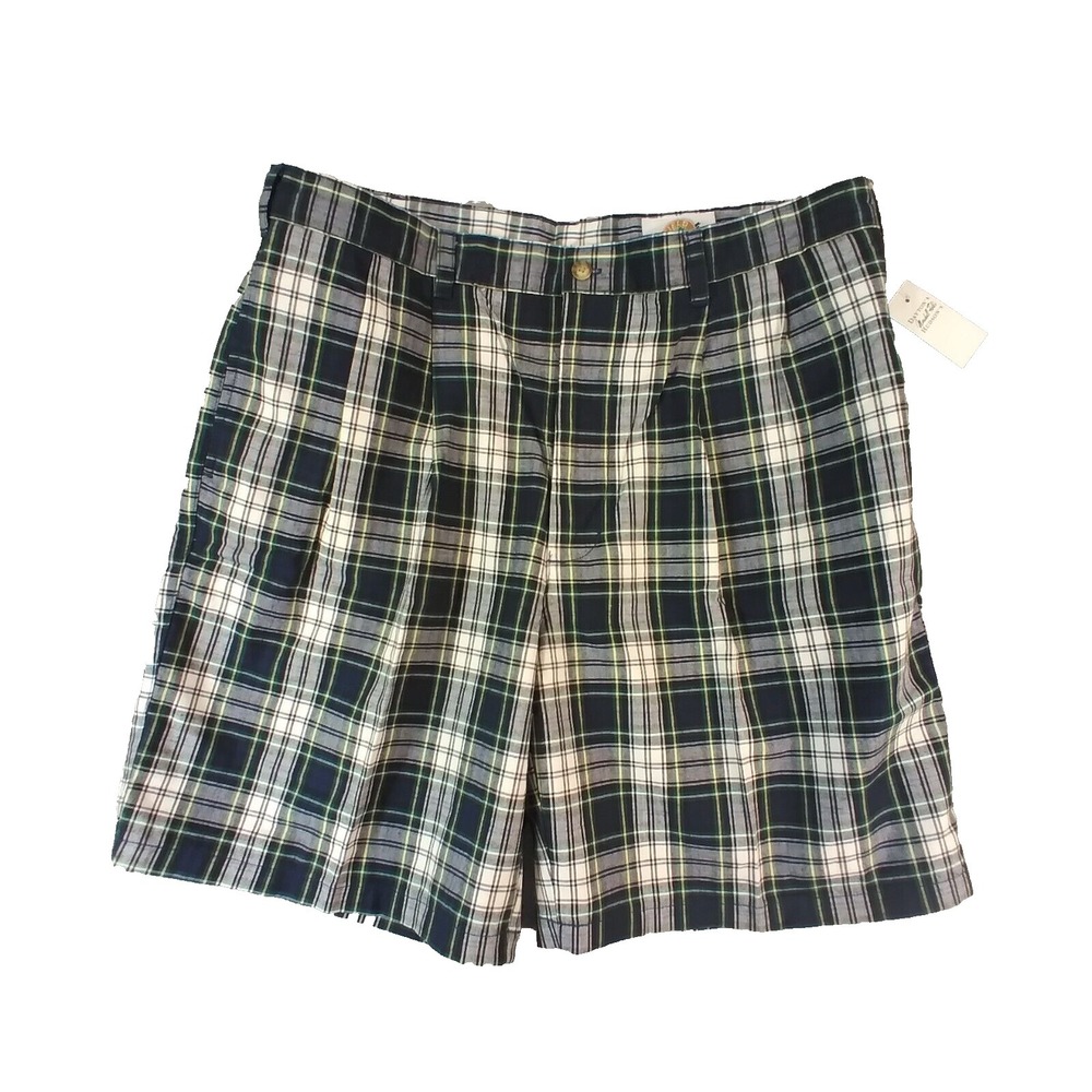Field Gear Bermuda shorts men's 36 x 8 green plaid cotton NEW